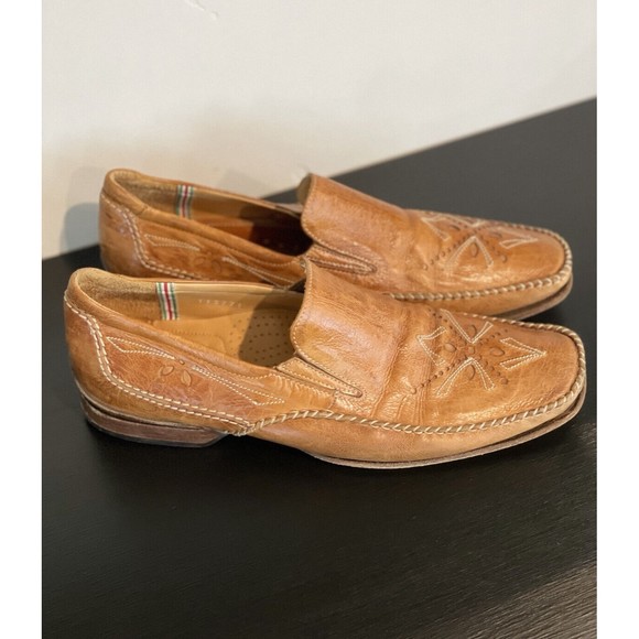 VTG Galizio Torresi Stitched Leather Loafers Men’s EU 43/US 10 Made In Italy - Picture 1 of 14